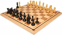 Tencendur Staunton Chess Set Ebony & Boxwood Pieces with Mission Craft Zebra Wood & Maple Board- 4.4" King