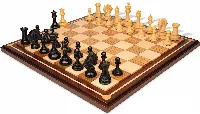 Hengroen Staunton Chess Set Ebony & Boxwood Pieces with Mission Craft Zebra Wood, Maple & Walnut Board - 4.6" King