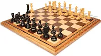 Tencendur Staunton Chess Set Ebony & Boxwood Pieces with Mission Craft Walnut, Maple & Zebrawood Board- 4.4" King