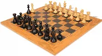 Fierce Knight Staunton Chess Set Ebony & Boxwood Pieces with Deluxe Olive & Black Board - 3.5" King