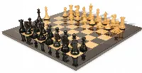 New Exclusive Staunton Chess Set Ebony & Boxwood Pieces with Black & Ash Burl Chess Board - 3" King