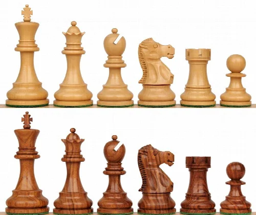 Deluxe Old Club Staunton Chess Set with Golden Rosewood & Boxwood Pieces - 3.75" King - Image 1