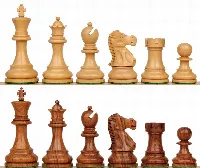 Deluxe Old Club Staunton Chess Set with Golden Rosewood & Boxwood Pieces - 3.75" King