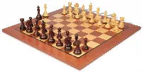 Fierce Knight Staunton Chess Set Rosewood & Boxwood Pieces with Classic Mahogany Board - 4" King