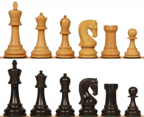 Leningrad Staunton Chess Set with Ebonized & Boxwood Pieces - 4" King - Image 1