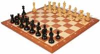 Leningrad Staunton Chess Set Ebonized & Boxwood Pieces with Sunrise Mahogany Board - 4" King