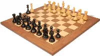 Fierce Knight Staunton Chess Set Ebonized & Boxwood Pieces with Walnut & Maple Deluxe Board - 4" King