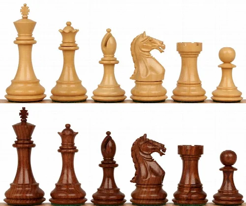 Fierce Knight Staunton Chess Set with Golden Rosewood & Boxwood Pieces - 4" King - Image 1