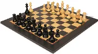 Deluxe Old Club Series Chess Set Ebony & Boxwood Pieces with The Queen's Gambit Board - 3.75" King