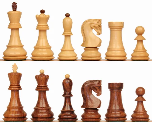 Zagreb Series Chess Set with Golden Rosewood & Boxwood Pieces - 3.25" King - Image 1