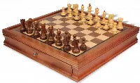 Zagreb Series Chess Set Golden Rosewood & Boxwood Pieces with Walnut Chess Case - 3.25" King