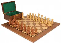 Zagreb Series Chess Set Golden Rosewood & Boxwood Pieces with Classic Walnut Board & Box - 3.25" King