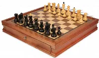 Zagreb Series Chess Set Ebonized & Boxwood Pieces with Walnut Chess Case - 3.25" King