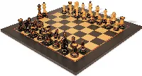 Dubrovnik Series Chess Set Burnt Boxwood Pieces with The Queen's Gambit Chess Board- 3.9" King
