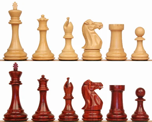 New Exclusive Staunton Chess Set with Padauk & Boxwood Pieces - 3" King - Image 1