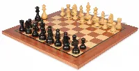 German Knight Staunton Chess Set Ebonized & Boxwood Pieces with Classic Mahogany Board - 3.25" King