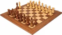 French Lardy Staunton Chess Set Acacia & Boxwood Pieces with Walnut & Maple Deluxe Board - 3.75" King