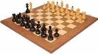 Dubrovnik Series Chess Set Ebony & Boxwood Pieces with Walnut & Maple Deluxe Board - 3.9" King