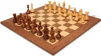 Fierce Knight Staunton Chess Set Golden Rosewood & Boxwood Pieces with Walnut & Maple Deluxe Board - 4" King
