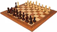 Fierce Knight Staunton Chess Set Rosewood & Boxwood Pieces with Santos Rosewood & Maple Deluxe Chess Board - 3" King