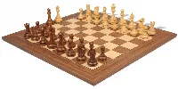 British Staunton Chess Set Acacia & Boxwood Pieces with Deluxe Walnut & Maple Board - 4" King