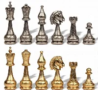 Large Arabesque Classic Staunton Metal Chess Set by Italfama