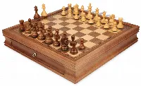 Fierce Knight Staunton Chess Set Acacia & Boxwood Pieces with Walnut Chess Case - 3" King