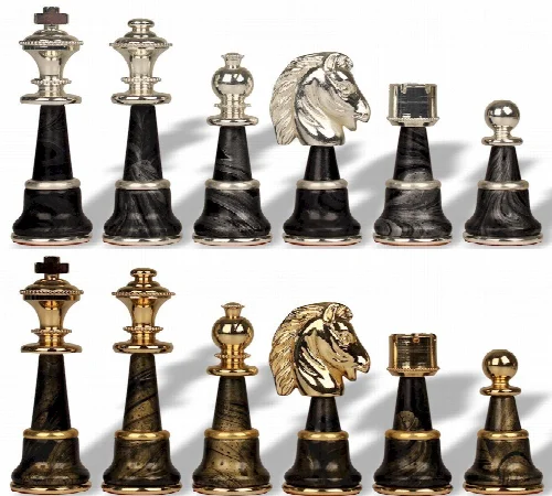 Large Classic Staunton Variegated Gold & Silver Chess Set by Italfama - Image 1