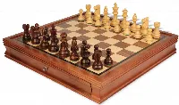 French Lardy Staunton Chess Set in Rosewood & Boxwood with Walnut Chess Case - 3.75" King