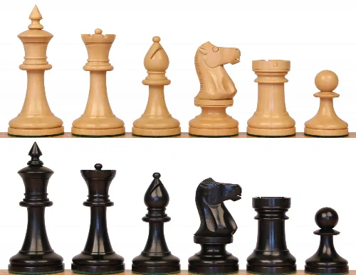 The Cambridge Springs Antique Reproduction Chess Set with Ebonized & Boxwood Pieces - 4" - Image 1