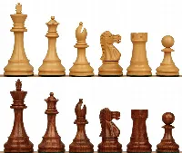 British Staunton Chess Set with Golden Rosewood & Boxwood Pieces - 4" King