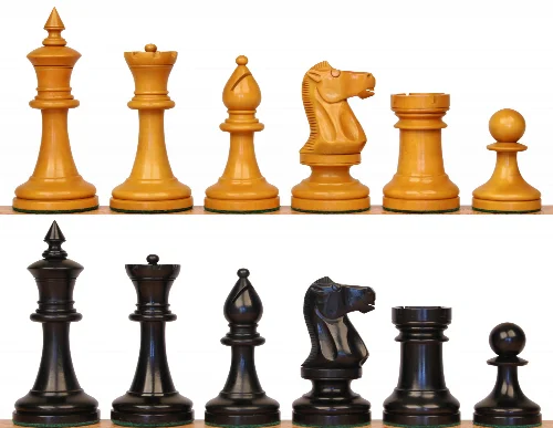 The Cambridge Springs Antique Reproduction Chess Set with Ebonized & Aged Boxwood Pieces - 4" King - Image 1