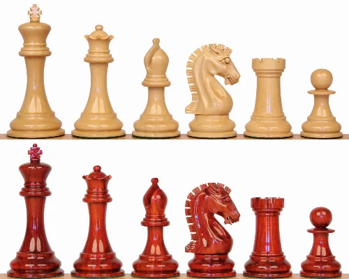 The Craftsman Series Chess Set with African Padauk & Boxwood Lacquered Pieces - 3.75" King - Image 1