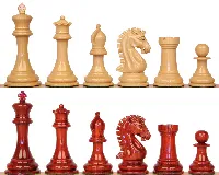 The Craftsman Series Chess Set with African Padauk & Boxwood Lacquered Pieces - 3.75" King