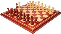 The Craftsman Series Chess Set African Padauk & Boxwood Lacquered Pieces with Mission Craft Padauk & Maple Chess Board - 3.75" King