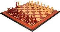 The Craftsman Series Chess Set African Padauk & Boxwood Pieces with Padauk & Bird's Eye Maple Molded Edge Board - 3.75" King