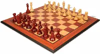 The Craftsman Series Chess Set African Padauk & Boxwood Lacquered Pieces with Padauk & Bird's Eye Maple Molded Edge Board - 3.75" King