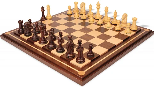 The Craftsman Series Chess Set Rosewood & Boxwood Pieces with Mission Craft Walnut & Maple Board - 3.75" King - Image 1