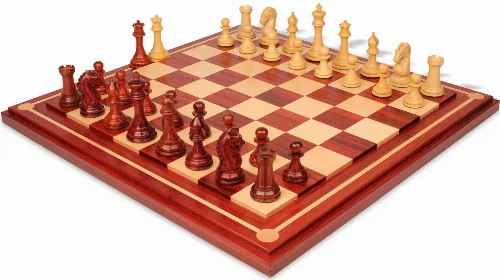 The Craftsman Series Chess Set African Padauk & Boxwood Pieces with Mission Craft Padauk & Maple Chess Board - 3.75" King - Image 1