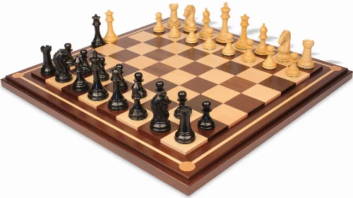 The Craftsman Series Chess Set Ebony & Boxwood Pieces with Mission Craft Walnut & Maple Board - 3.75" King - Image 1