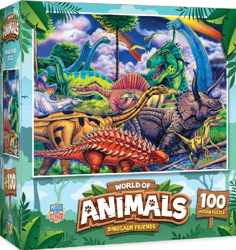 MasterPieces World of Animals Jigsaw Puzzle - Dinosaur Friends - 100 Piece - Image 1