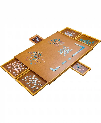 Jumbl Wooden Puzzle Board with 6 Storage Drawers 27"x35" - Image 1