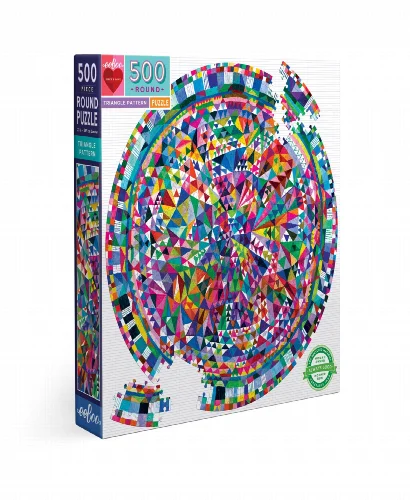 eeBoo Triangle Pattern Round Jigsaw Puzzle - 500 Piece - Image 1