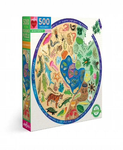 eeBoo Biodiversity Round Jigsaw Puzzle - 500 Piece - Image 1