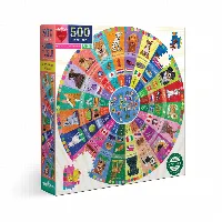eeBoo Dogs of the World Round Jigsaw Puzzle - 500 Piece