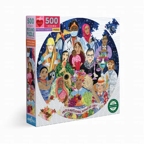 eeBoo International Women's Day Round Jigsaw Puzzle - 500 Piece - Image 1