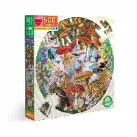 eeBoo Mushrooms and Butterflies Round Jigsaw Puzzle - 500 Piece