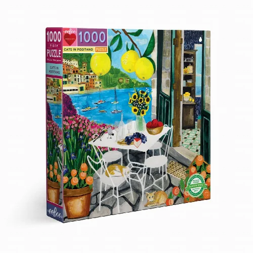 eeBoo Cats in Positano Jigsaw Puzzle - 1000 Piece - Image 1