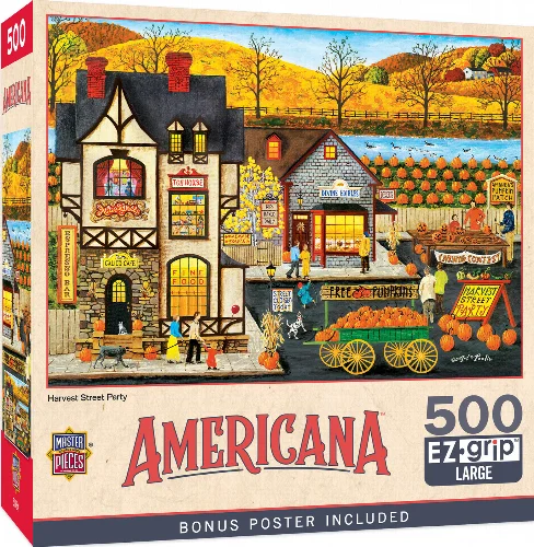 MasterPieces Americana Jigsaw Puzzle - Harvest Street Party by Art Poulin - 500 Piece - Image 1