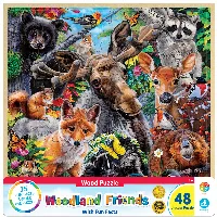 MasterPieces Wood Fun Facts Jigsaw Puzzle - Woodland Friends Kids - 48 Piece